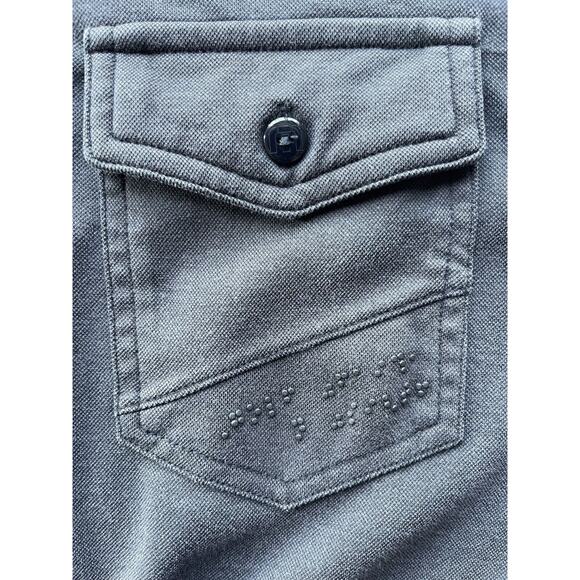 Travis Mathew Polo Shirt Men’s L Short Sleeve Golf Black Pima Cotton Braille Art - Picture 5 of 8